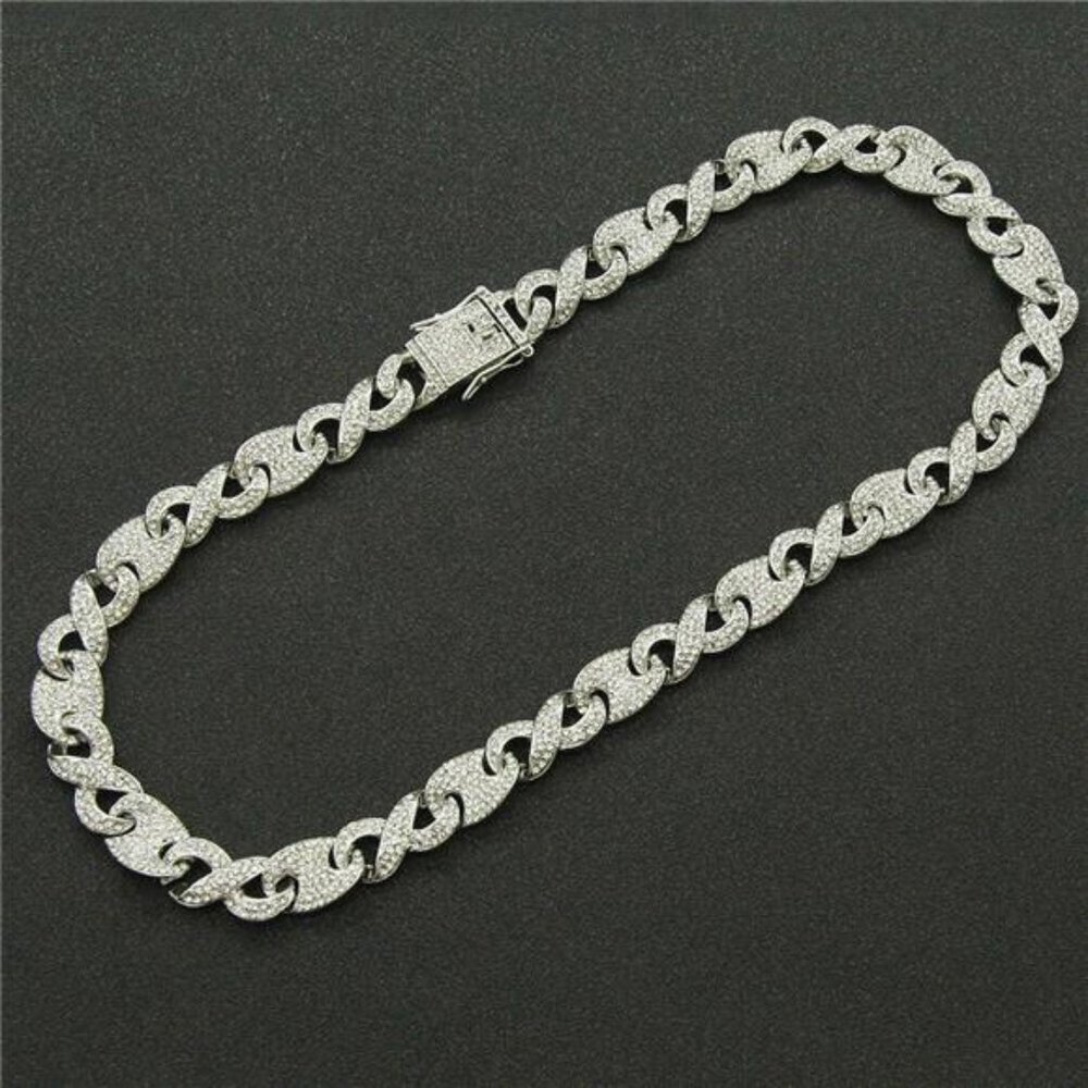 13MM Mens Silver Cuban Link Chain for Hip Hop 8-24 inch Curb Necklace Jewelry - Picture 4 of 6